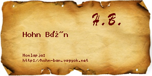 Hohn Bán névjegykártya